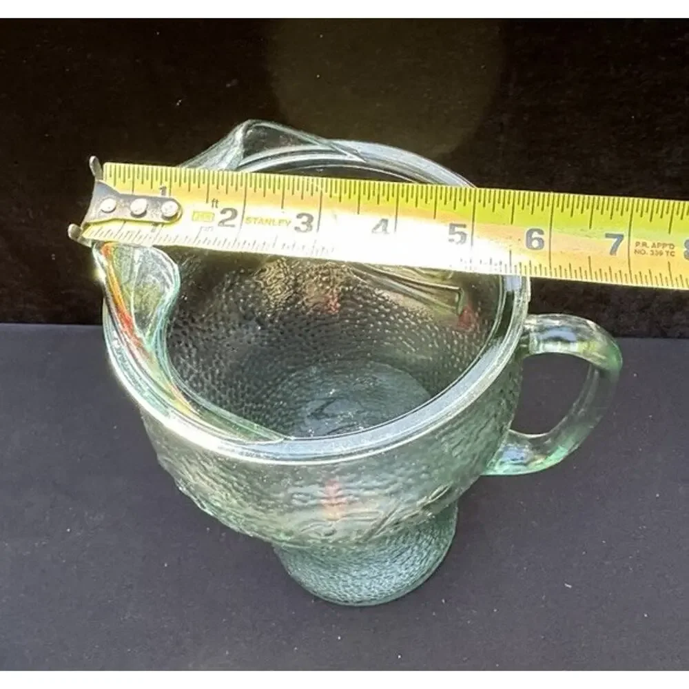 Classis Coca Cola Georgia Green Pebbled Glass Pitcher. 9.5